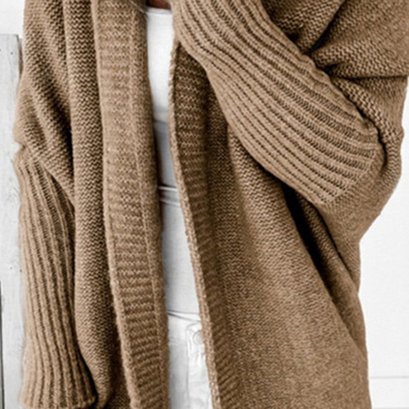 Ladies Casual Knit Sweater with Open Front and Fine Texture Lune London