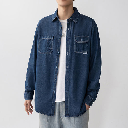 Casual denim shirt for men with flap pockets Amarae