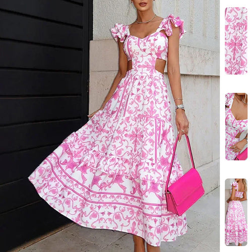 Robe maxi femme avec un design découpé romantique et des détails en volants Chic & Stil