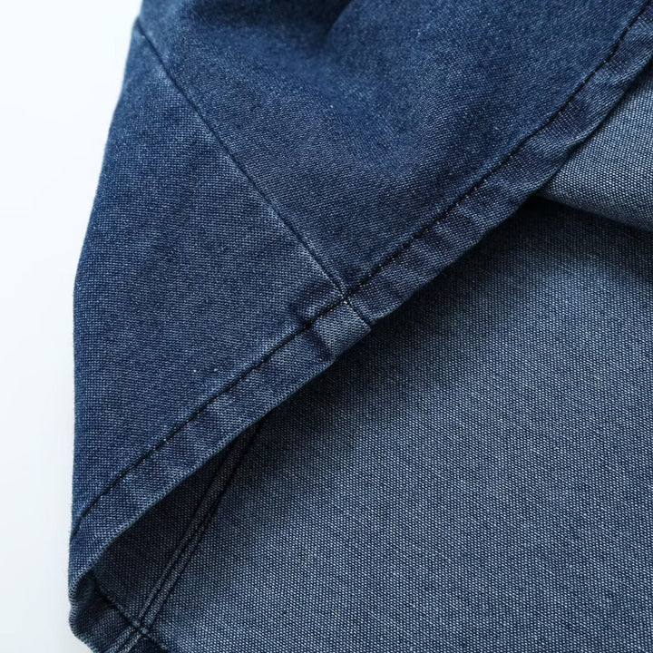Women's Tailored Jeans Top with Keyhole Cutout and Full Button Placket Amarae