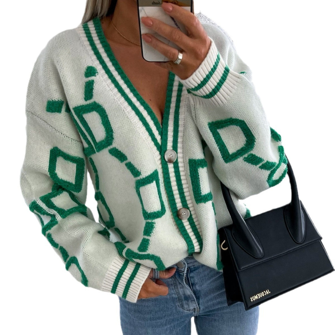 Cardigan pour femmes avec motif graphique et détail de bouton chic Chic & Stil