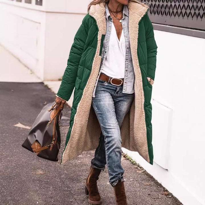 Women Long Padded Down Jacket with Soft Lining and Soft Collar Amarae