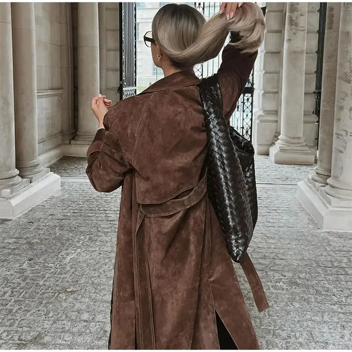 Lune London Fashionable Suede Trench Coat for Women
