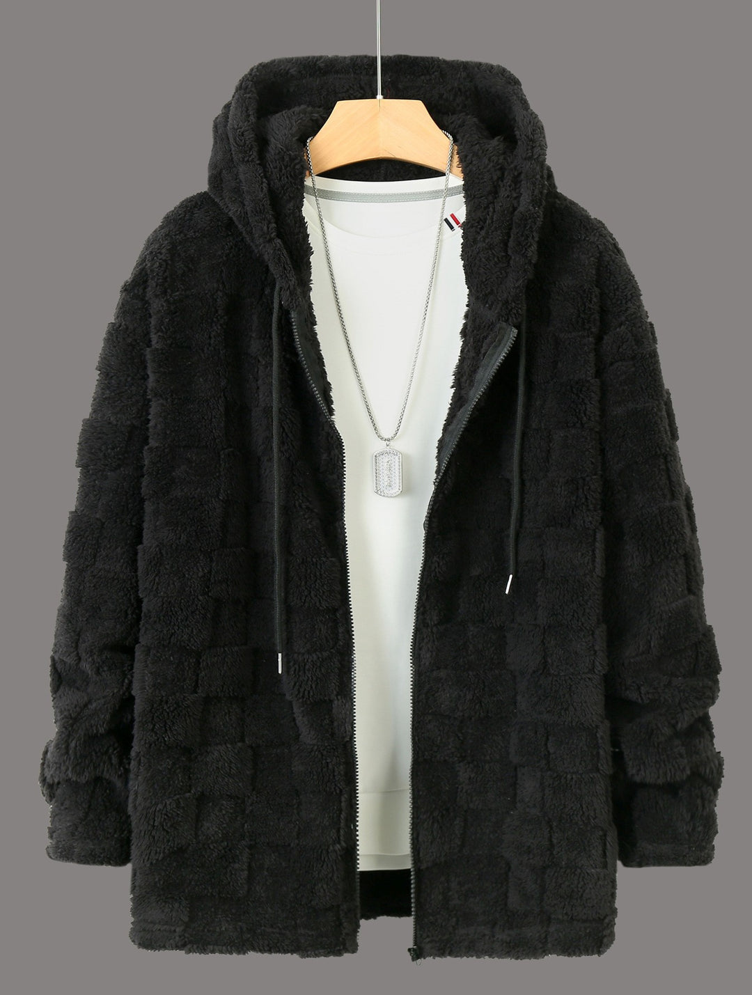 Man Fleece jacket with hood and pockets Lune London