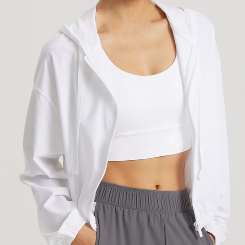 Sports hoodie for women with a generous cut and combination of breathable materials Amarae