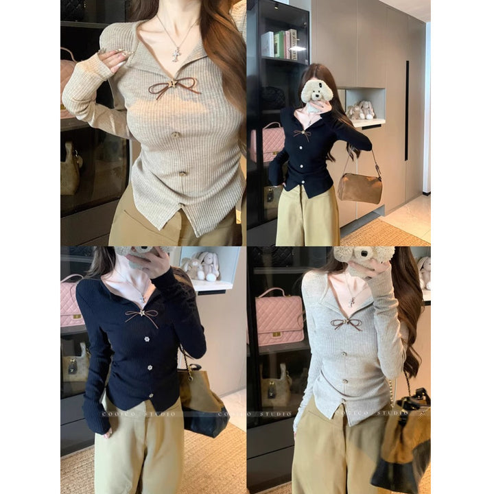 Women's knitted blouse with elegant bow Chic & Stil