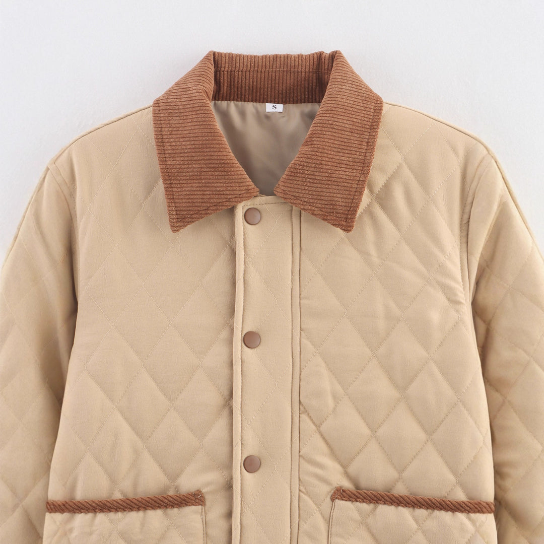 Quilted women's jacket with structured collar and practical pockets Lune London