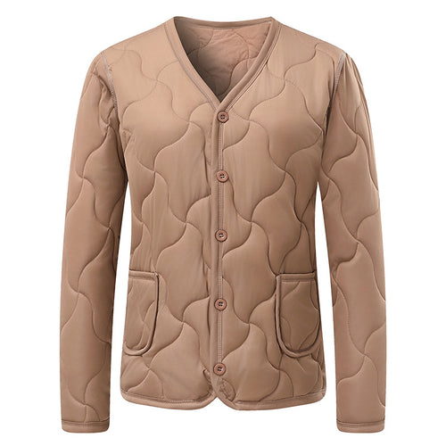 Ladies down jacket with practical pockets and button closure Amarae