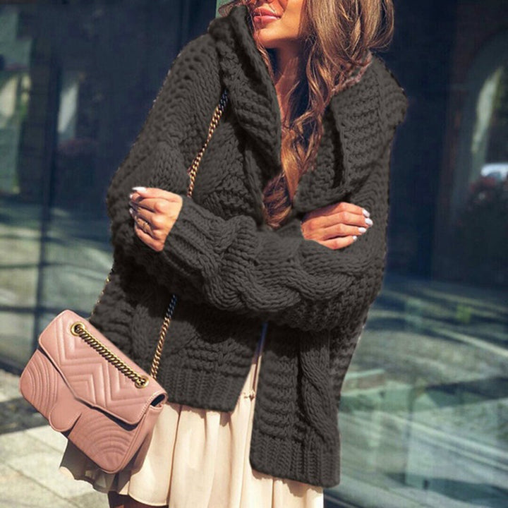 Oversized chunky knit jacket for women with voluminous sleeves Lune London