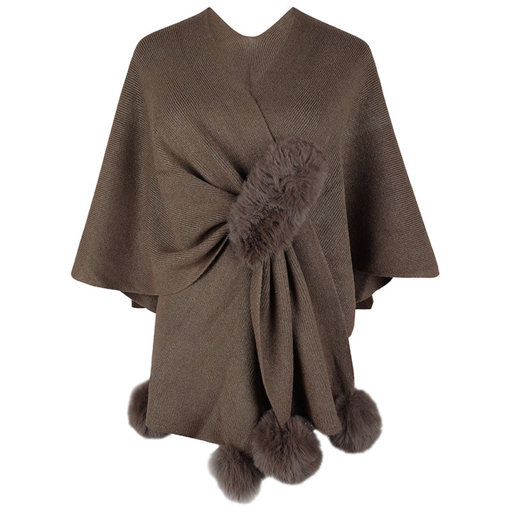 Elegant poncho for ladies with luxurious faux fur trim Lune London