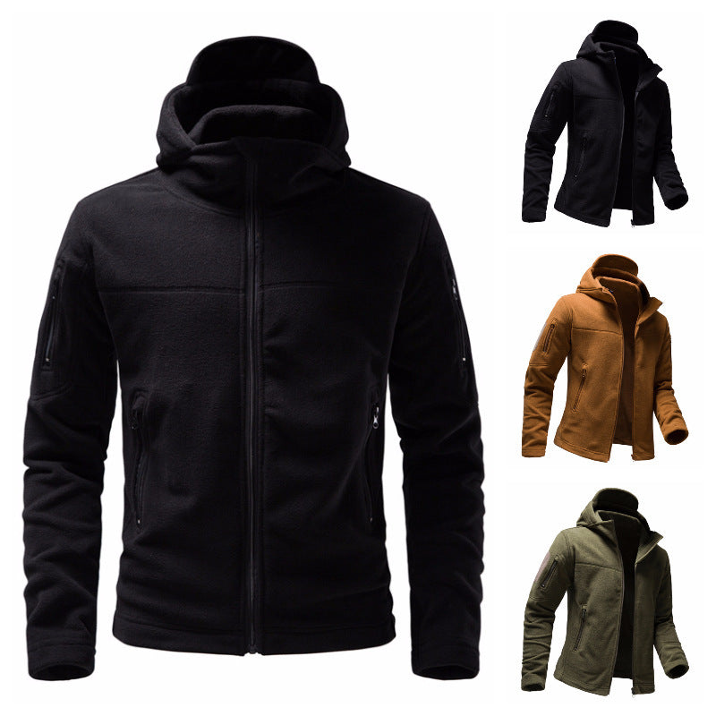 Men's fleece jacket with hood and functional pockets Lune London
