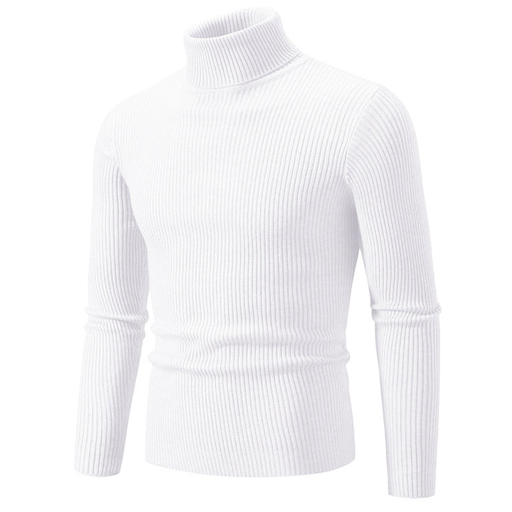 Pullover à col roulé tendance pour hommes avec un design en ribbing fin Lune London