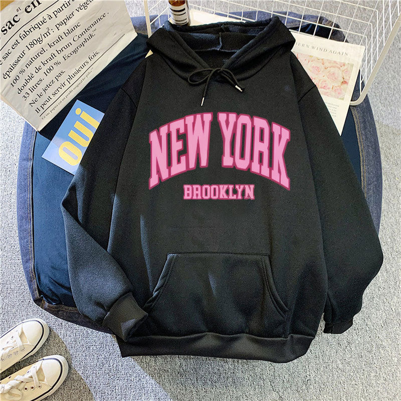 Women's hoodie with trendy New York Brooklyn print Chic & Stil