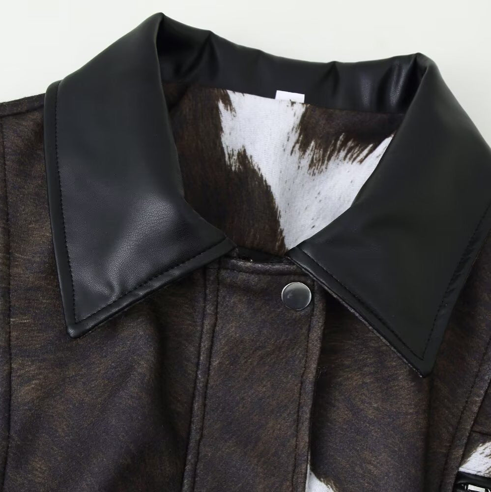Veste en faux cuir pour femmes avec design d'animal exotique Chic & Stil