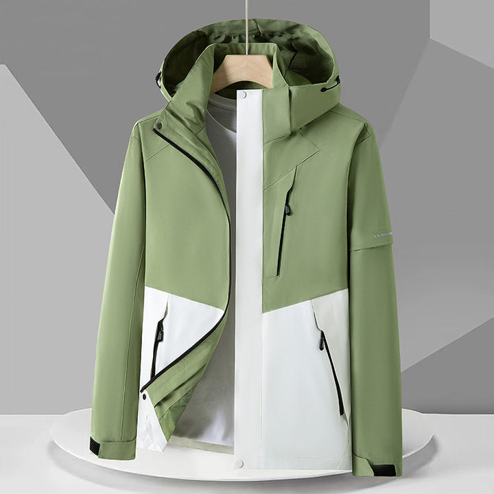 Men's technical softshell jacket with hood, windproof membrane, and chest zipper pocket Amarae