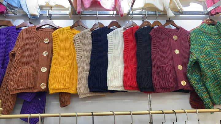 Knitted vest for women with stylish buttons and practical pockets Lune London