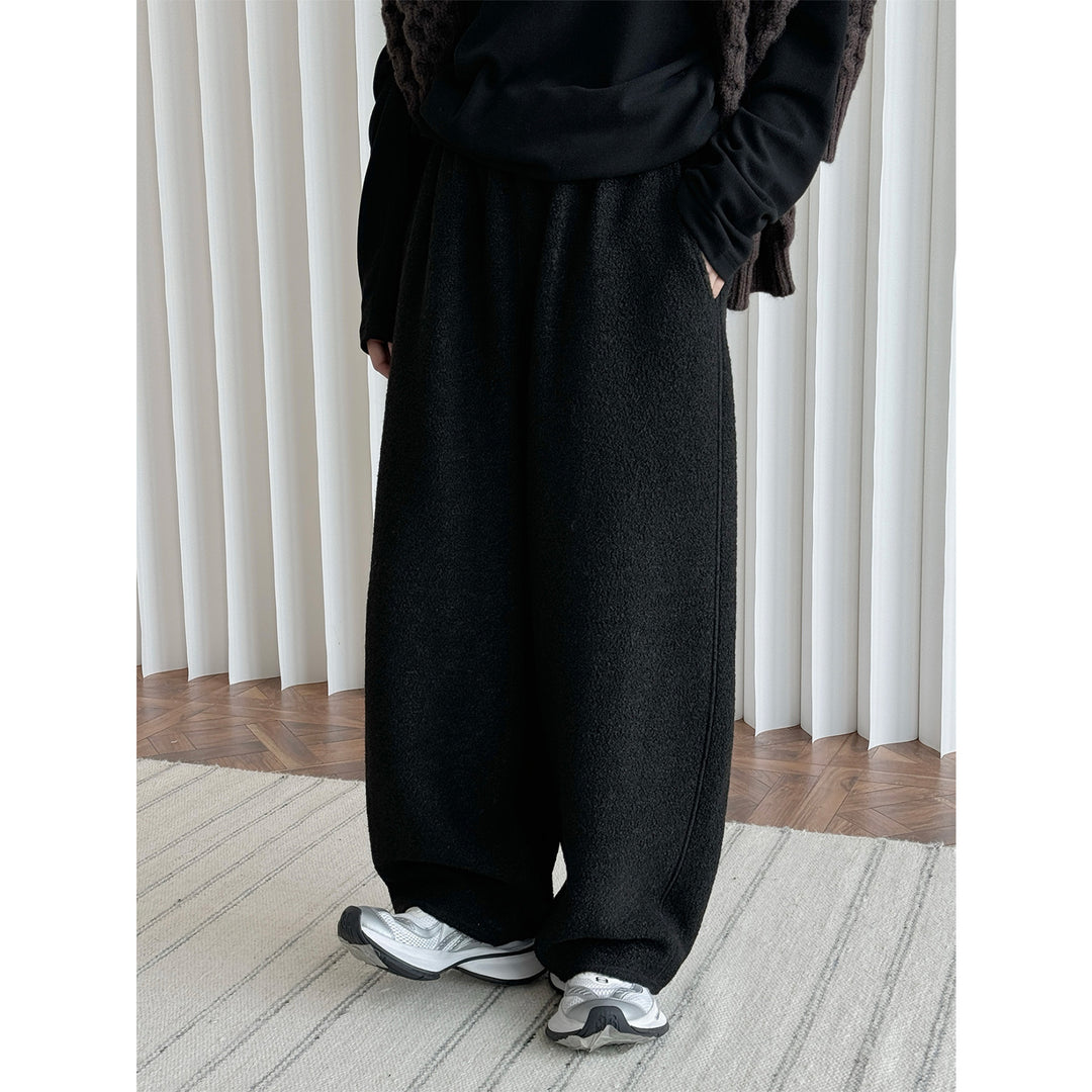 Women's Wide Teddy Fleece Palazzo Pants with High Elastic Waistband and Side Pockets Amarae