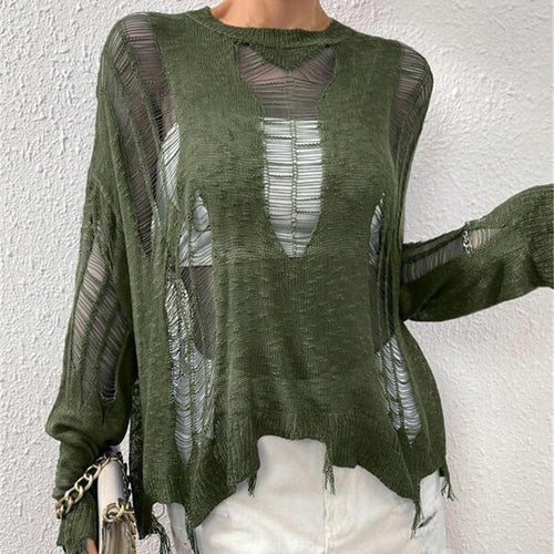 Oversized knitted sweater for women with trendy cutouts Amarae