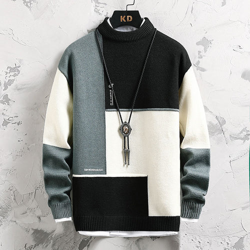 High-quality turtleneck sweater for men with a modern geometric design Amarae