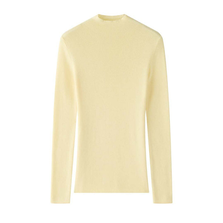 Women's Figure-Hugging Ribbed Knit Sweater with Short Stand-Up Collar and Extended Sleeves Amarae