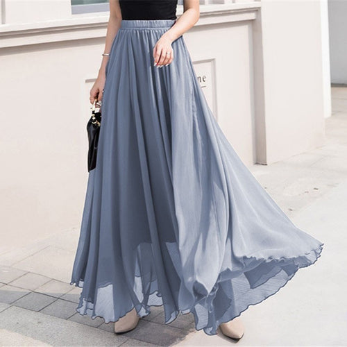 Long and flowing skirt for women with elastic waist and floating hem Amarae