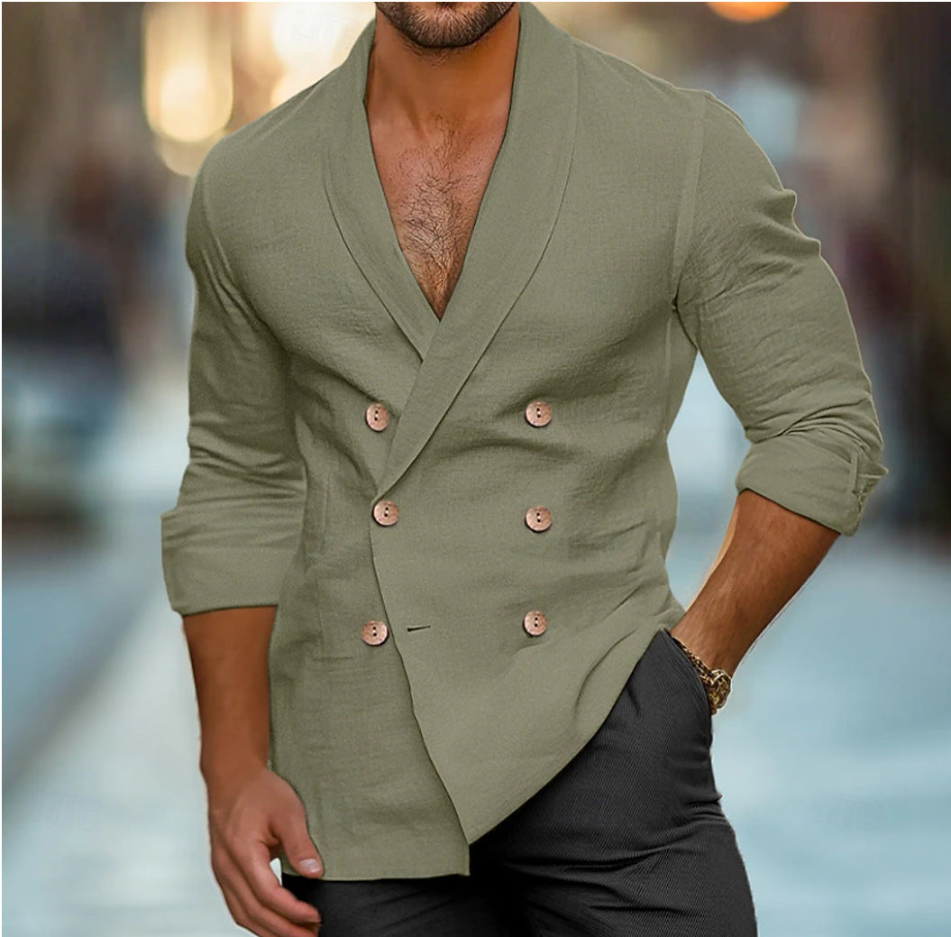 Elegant linen jacket for men with double-breasted Lune London
