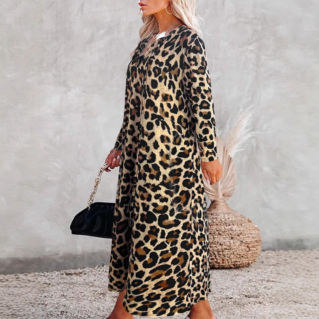 Maxi dress for women with a trendy leopard print and an elegant wrap design Lune London