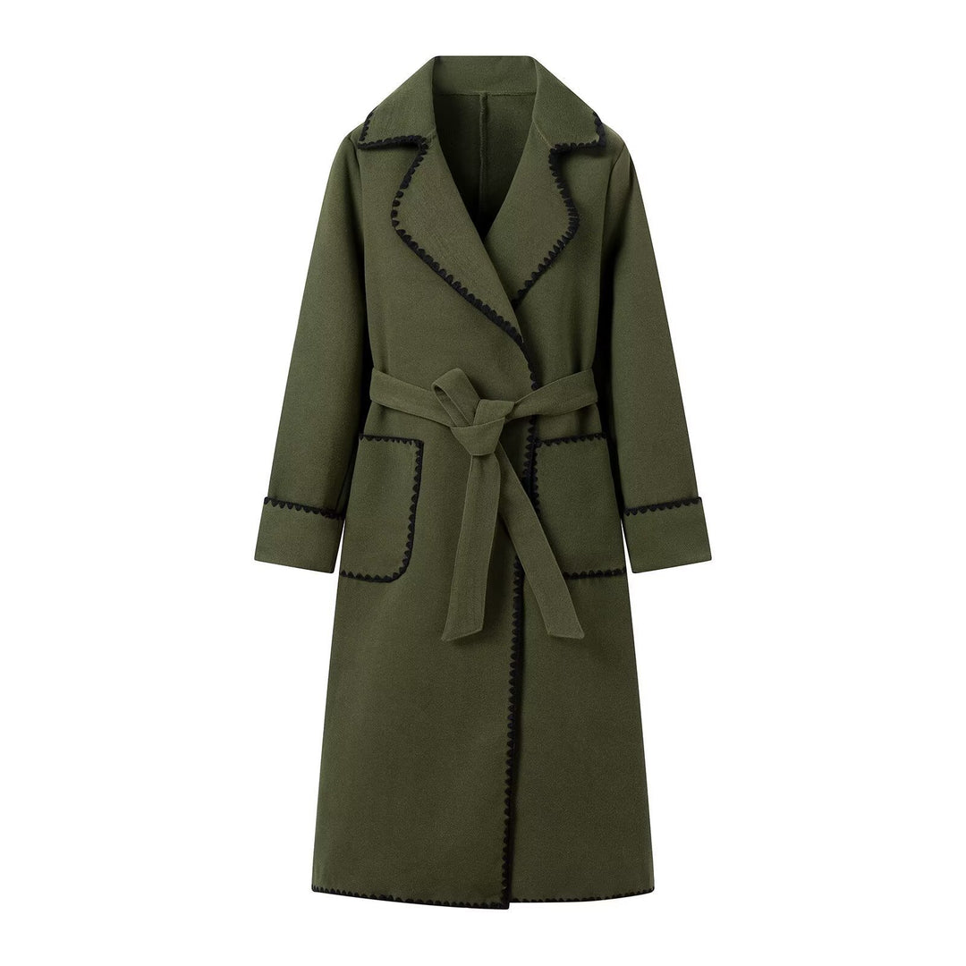 Elegant trench coat for women with contrast decorative trim and practical pockets Lune London