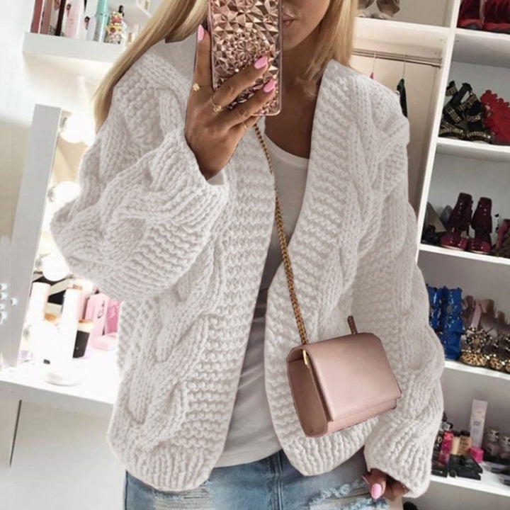 Women’s knit jacket with a chunky cable knit pattern and a loose fit Lune London