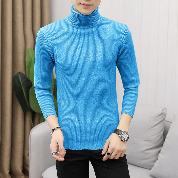 Trendy turtleneck sweater for men in fine ribbed texture Lune London