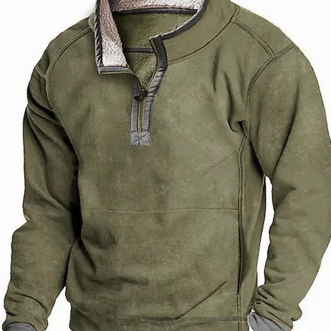 Fleece pullover for men with high collar and practical zipper Lune London
