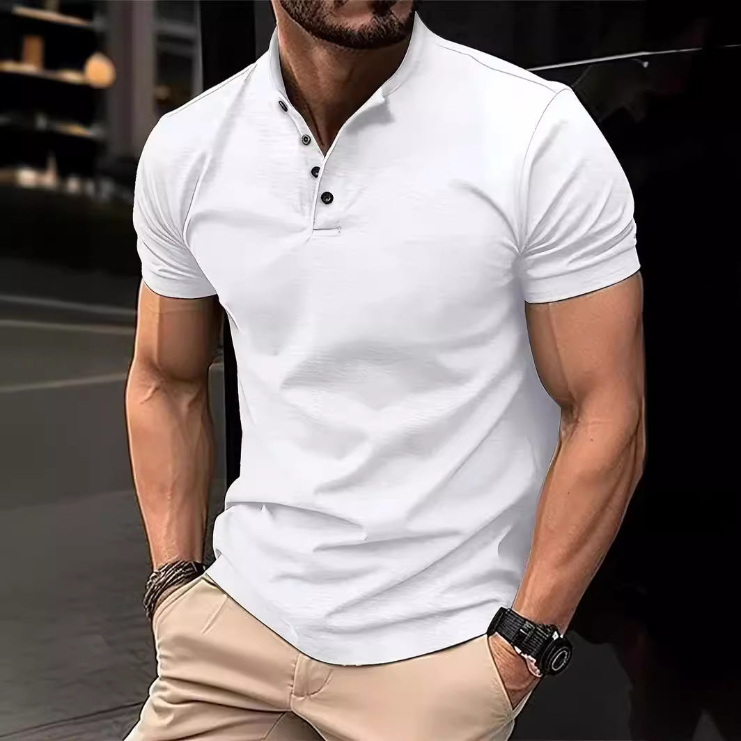 Men's Polo Shirt with Button Placket and Short Sleeves Lune London