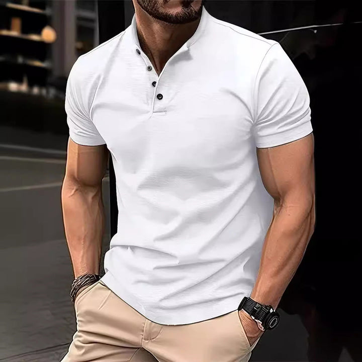 Men's Polo Shirt with Button Placket and Short Sleeves Lune London