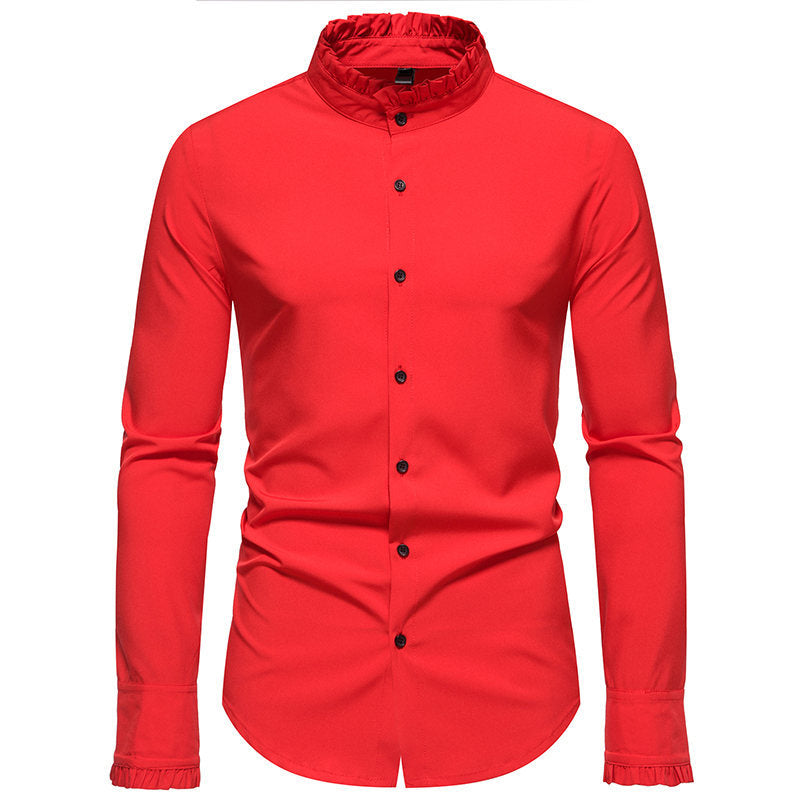 Long sleeve shirt for men with trendy stand-up collar and elegant details Lune London