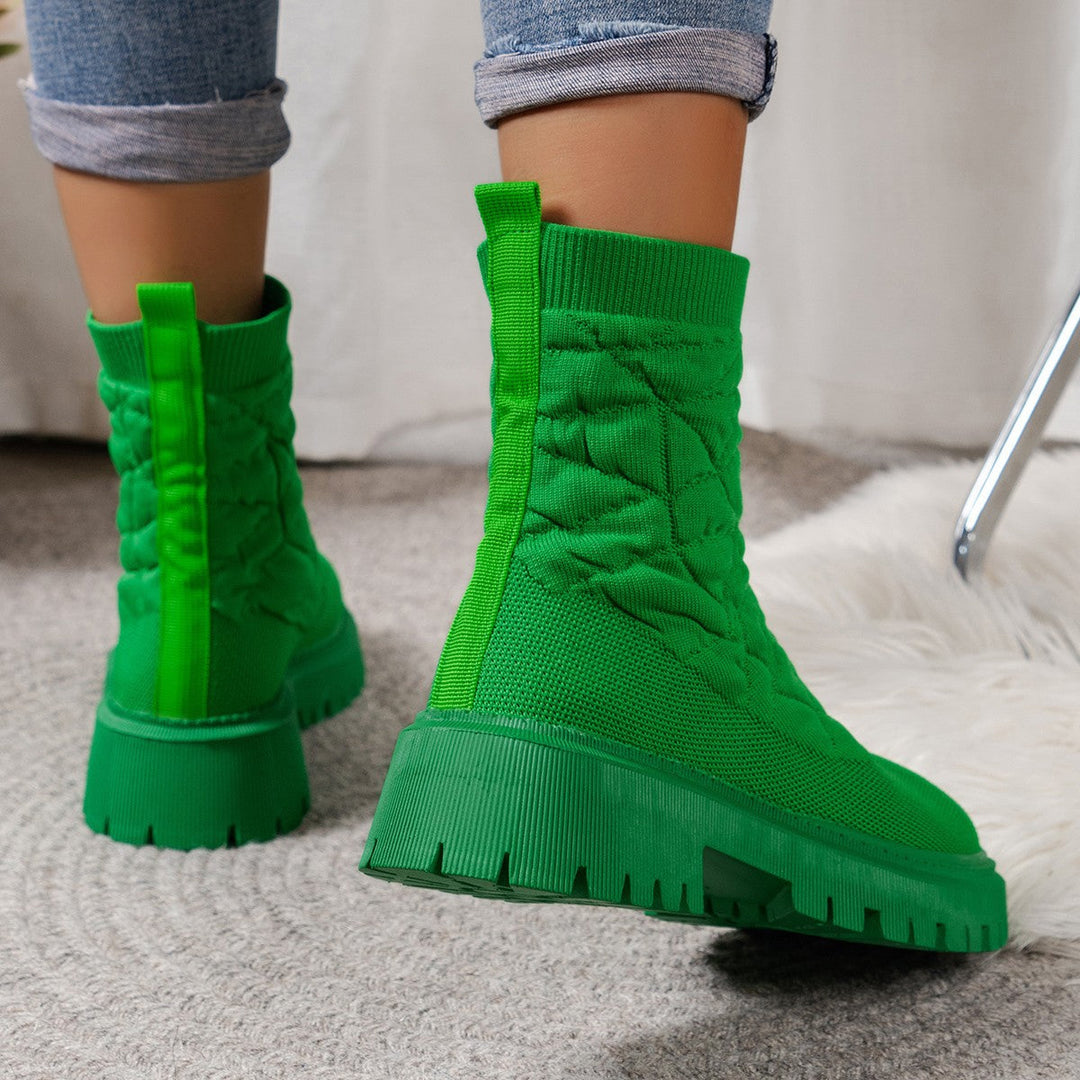 Ladies Fashion Boots with Textured Upper Material and Slip-Resistant Profile Sole Lune London
