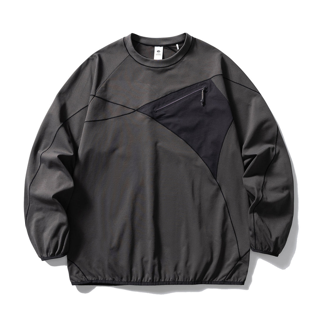Unisex Technical Oversized Sweatshirt with Diagonal Zip Chest Pocket Amarae