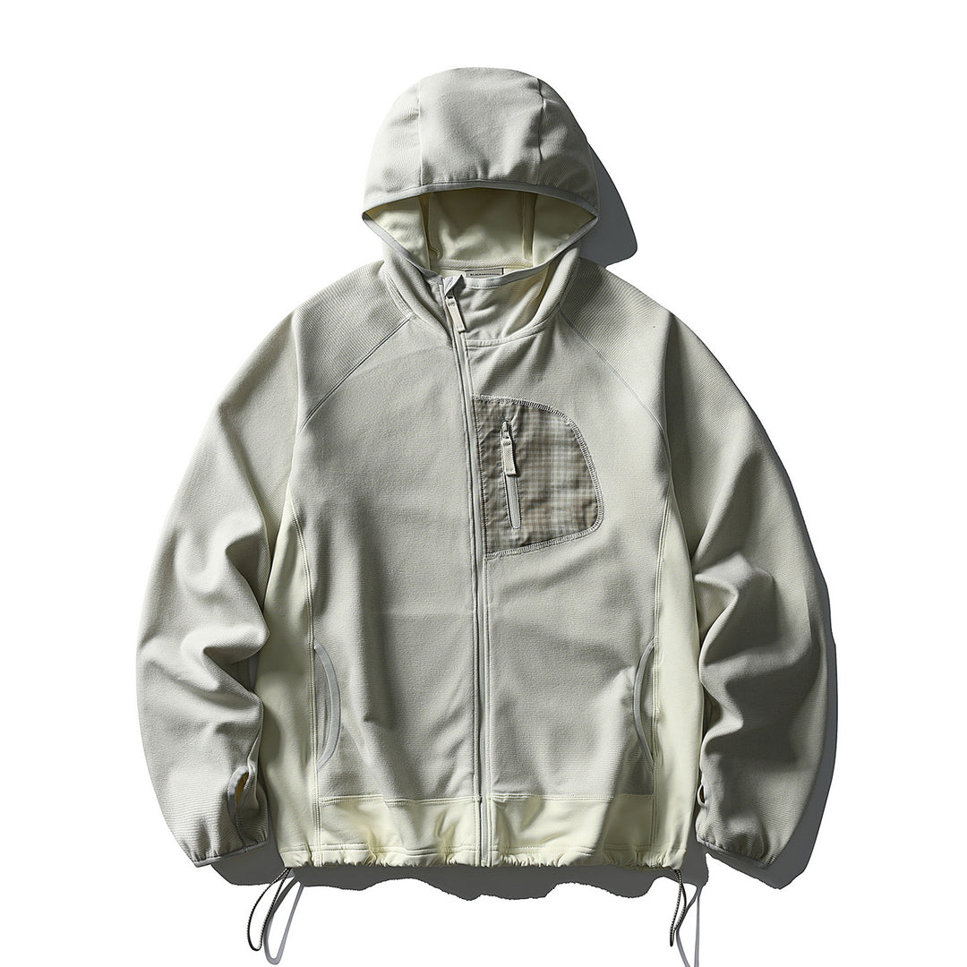 Unisex Lightweight Tech-Fleece Hoodie Jacket with Front Zip, Chest Zip Pocket and Drawstring Hem Amarae