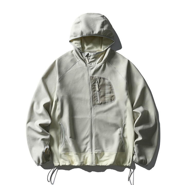 Unisex Lightweight Tech-Fleece Hoodie Jacket with Front Zip, Chest Zip Pocket and Drawstring Hem Amarae