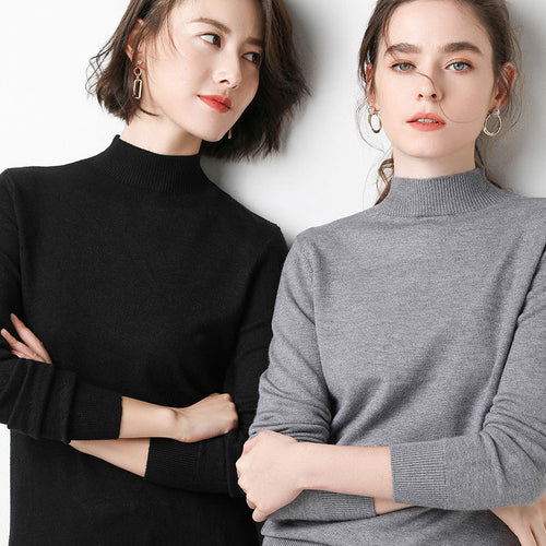 Femme Pull Fin Tricot Col Montant Chic & Stil