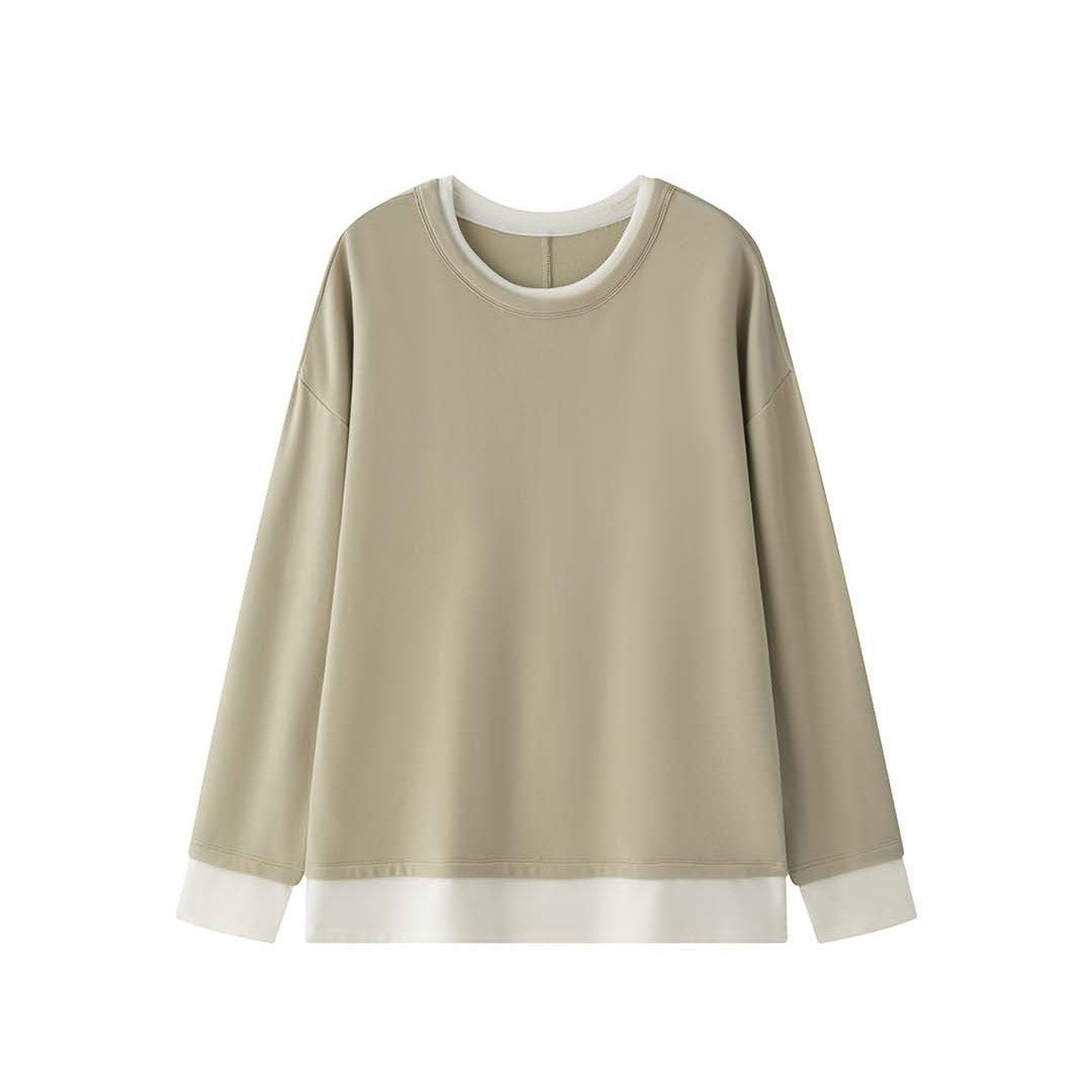 Women's Casual Layering Sweatshirt with Round Neck and Dropped Shoulder Amarae