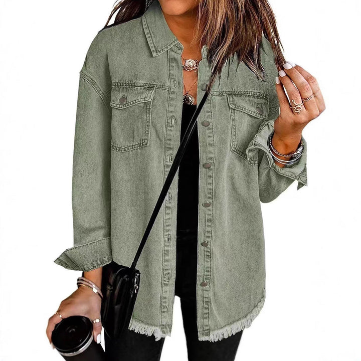 Women's Oversized Denim Shirt with Fringes Lune London