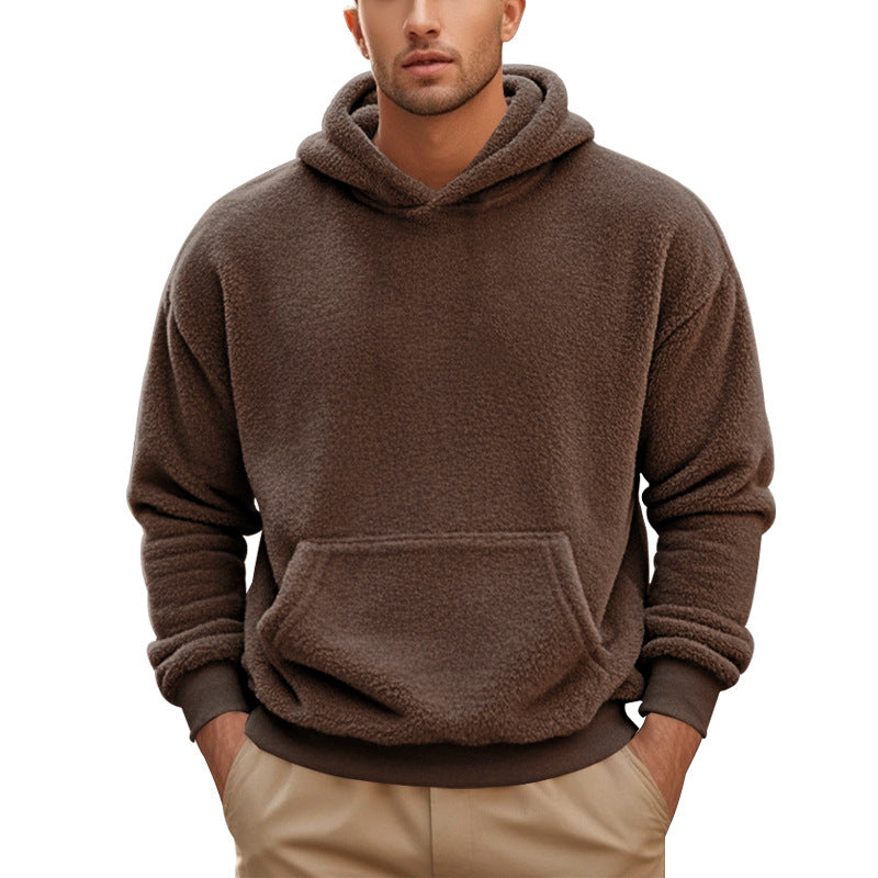 Men's cozy fleece hoodie with kangaroo pocket and elastic waistband Lune London