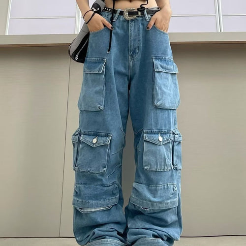 Women’s Loose-Fitting Cargo Jeans with Multiple Pockets and A Relaxed Fit Amarae