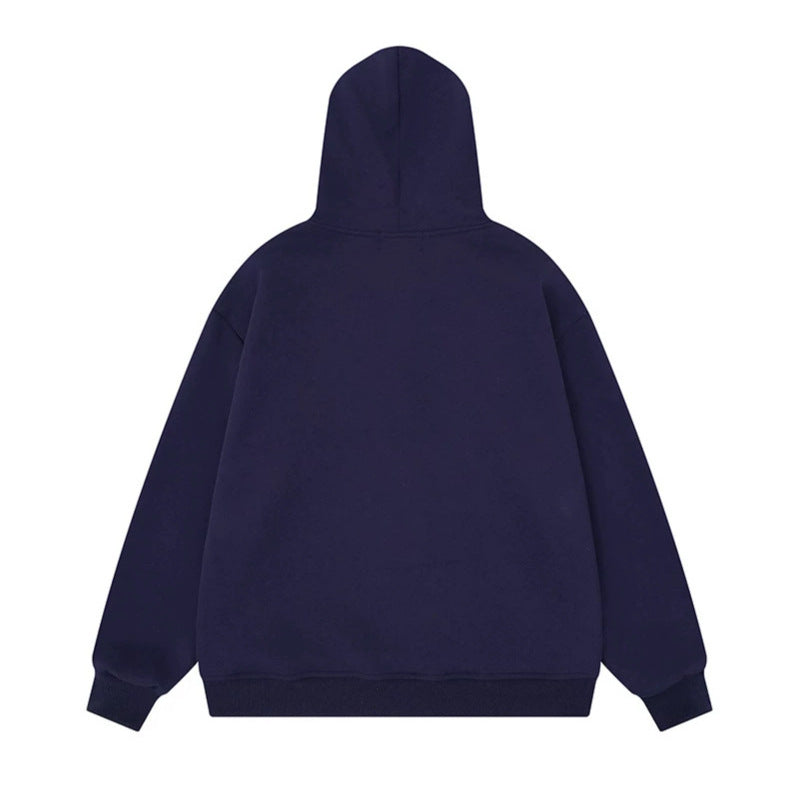 Women's hooded sweat jacket with creative music appliqués, checkered stars and zipper charm Amarae
