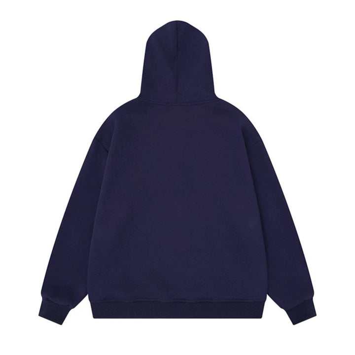 Women's hooded sweat jacket with creative music appliqués, checkered stars and zipper charm Amarae