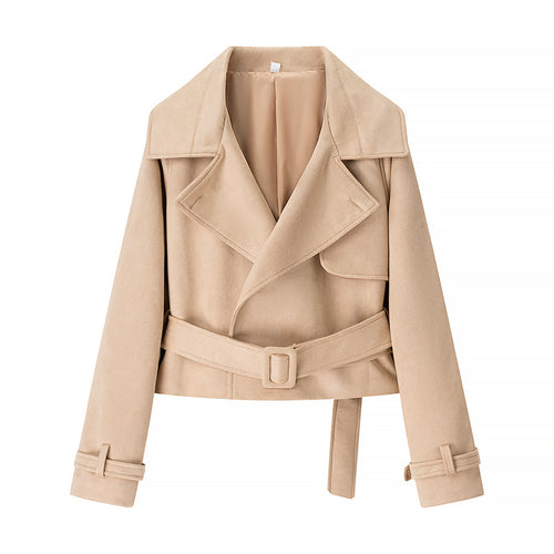 Elegant ladies faux leather jacket with belt Amarae