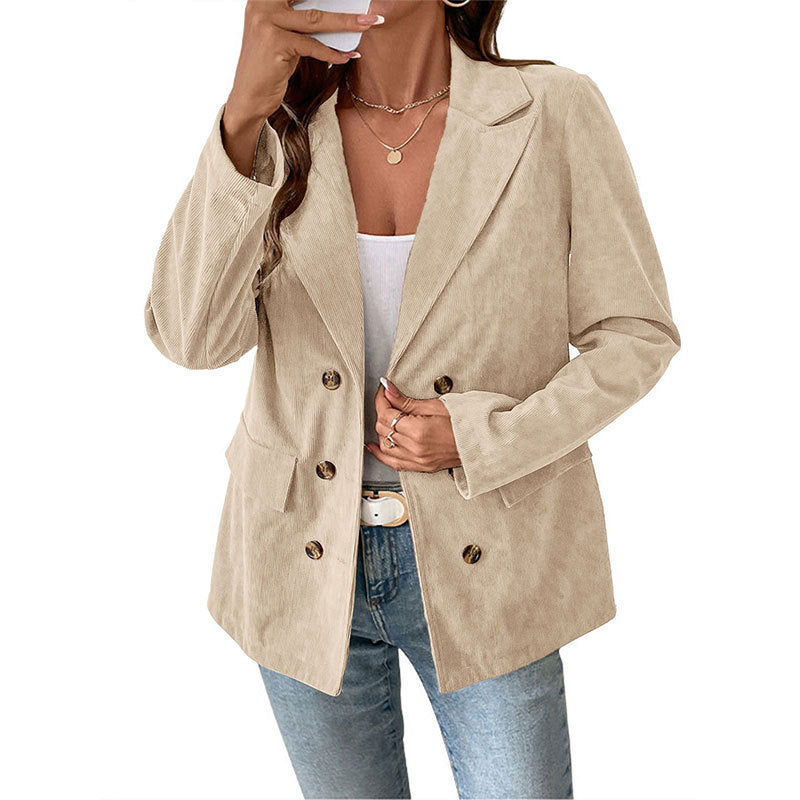 Elegant corduroy blazer for women in classic cut with double-breasted Lune London