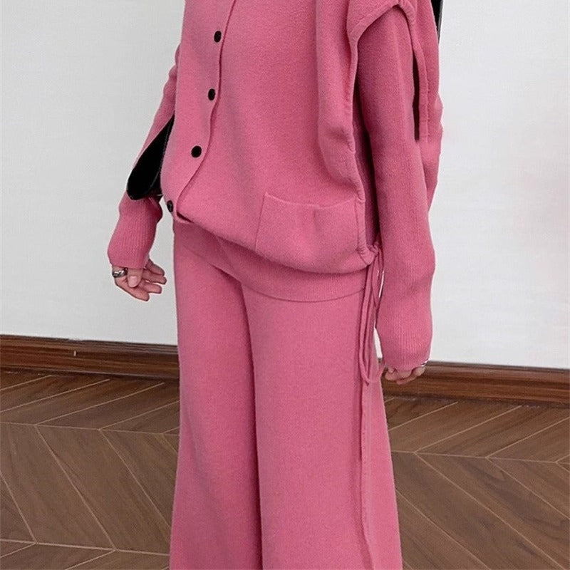 Blazer en tricot confortable pour femmes avec fermeture à bouton et poches Chic & Stil