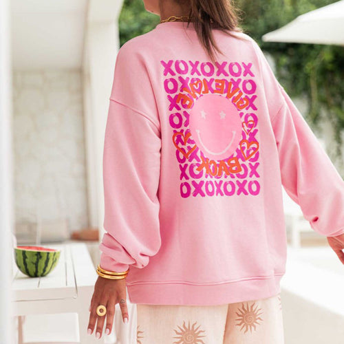 Casual sweatshirt for women with creative pattern and wide sleeves Amarae
