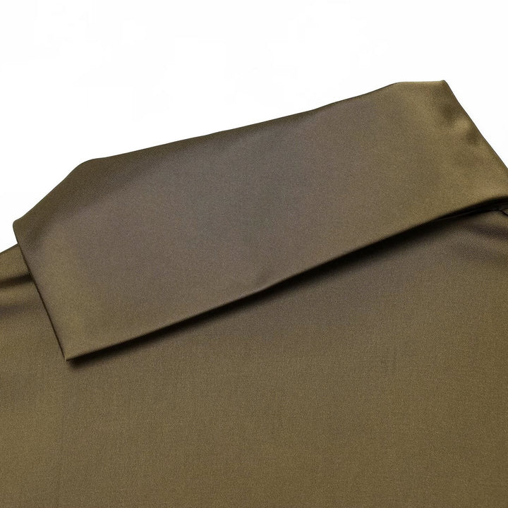 Women's Sleeveless Satin Blouse with Draped Stand Collar and Decorative Button Placket Amarae